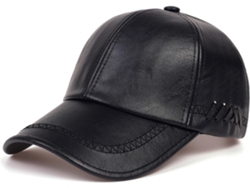 Gorra de béisbol de cuero sólido para hombre y mujer, gorro negro cálido para otoño. SFUSHOS