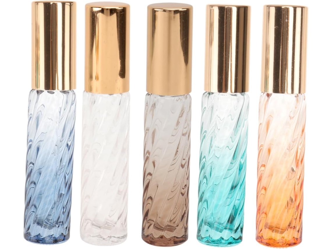 Conjunto De 5 Frascos De Vidro Spray De 4ml, Design Compacto Em Sarja, Versáteis Para Óleos.