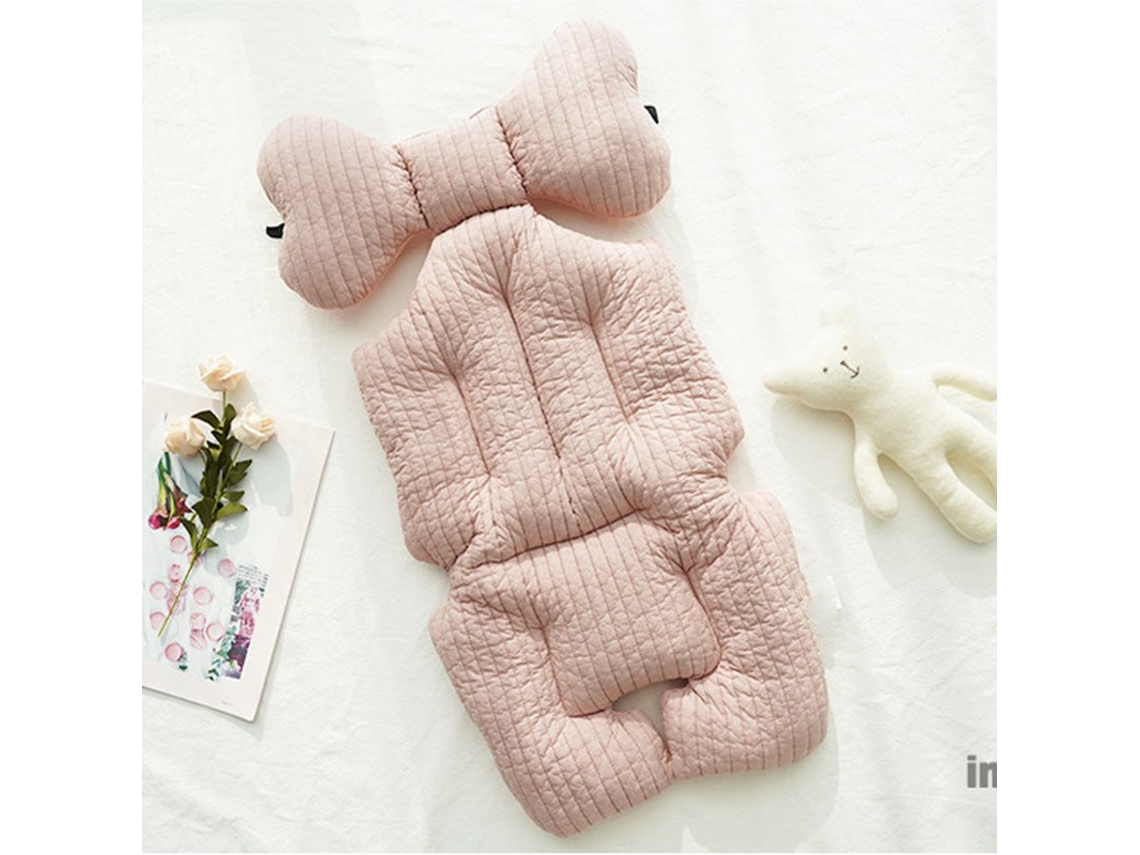 Cojín para cochecito de bebé, doble cara, transpirable y suave (rosa)