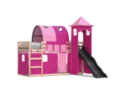 Litera Con Tobogán Y Cortinas 90x190 Cm Rosa Dkd Home Decor