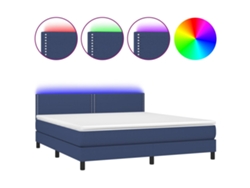 Maison Exclusive - Cama Box Spring Colchón Y Luces Led Tela Azul 180x200 Cm