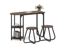 Conjunto De Jantar Industrial De 3 Peças Com Prateleiras De Armazenamento