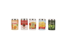 2026 5 piezas Mini latas de fruta para decoración de casas de muñecas Accesorios de bebidas en miniatura