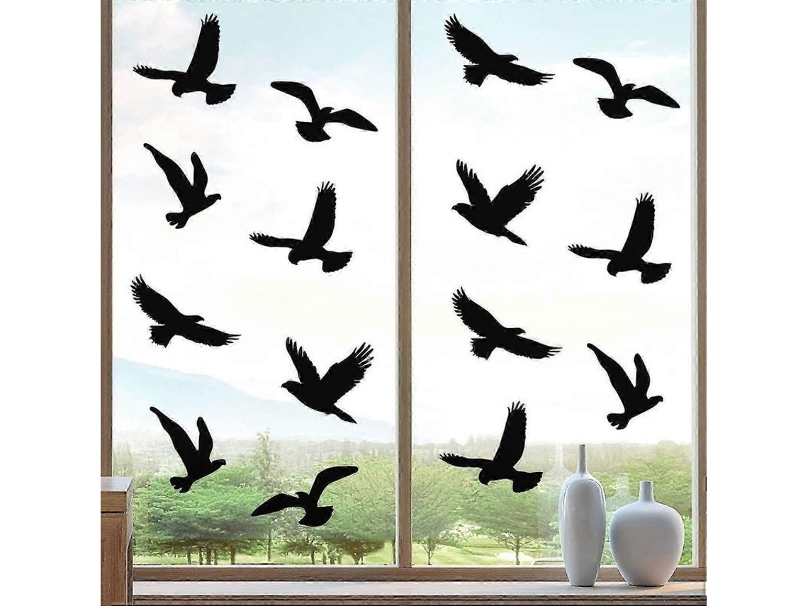 20 Pegatinas Ventana Grandes Forma Pájaro Anticolisión Alertar Colisiones Personas Pájaros