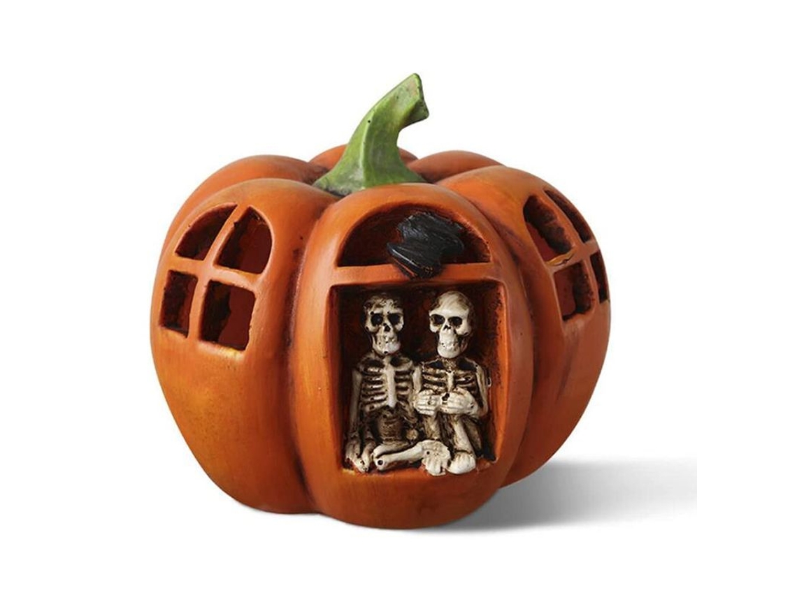Lámpara De Calabaza Naranja Calavera Para Halloween Decoración Interior Exterior Patio Fiesta