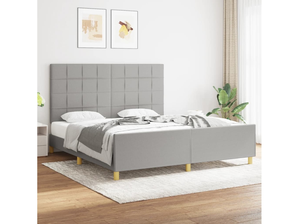 Cama Sin Colchón Tela Gris Claro 180x200 Cm