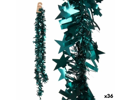 Guirnalda de Navidad Espumillón Estrellas Verde 9 x 9 x 200 cm (36 Unidades)