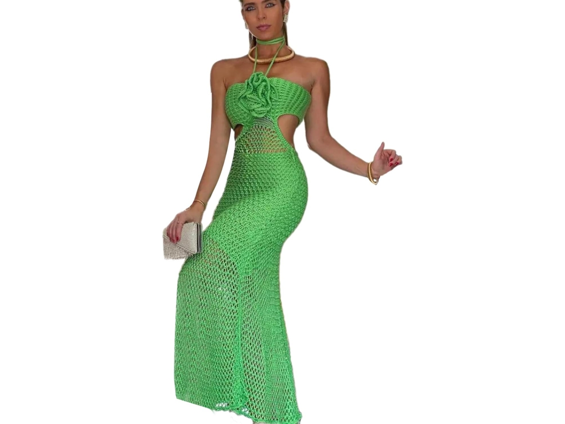 Vestido De Playa De Punto Sin Espalda Para Mujer