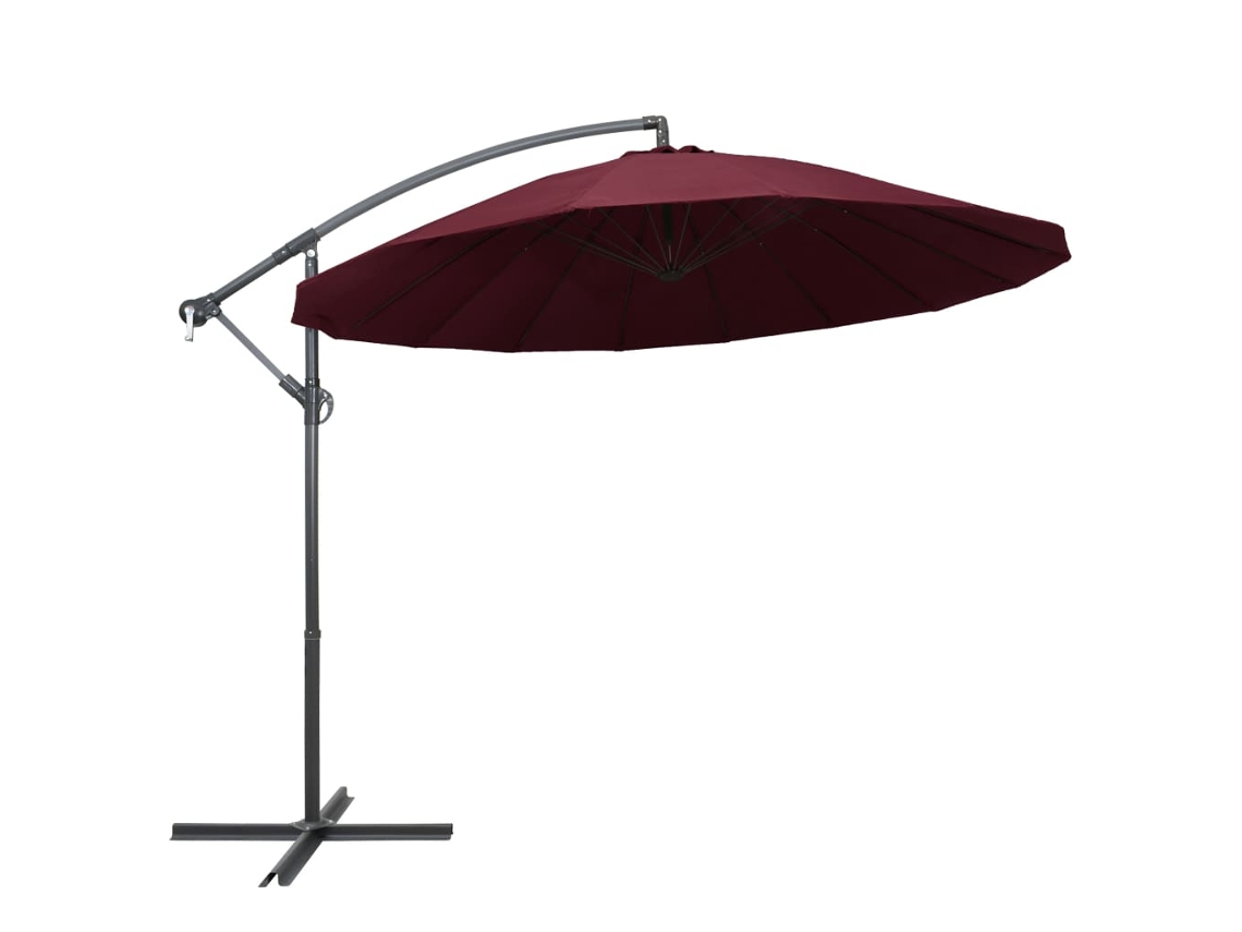 Sombrilla colgante de aluminio de 3 m color burdeos Lovely Home