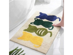 2026-tapete De Baño Antideslizante 50x80cm Microfibra Suave Absorbente Con Patrón De 4 Gatos Lavable A Máquina Khaki