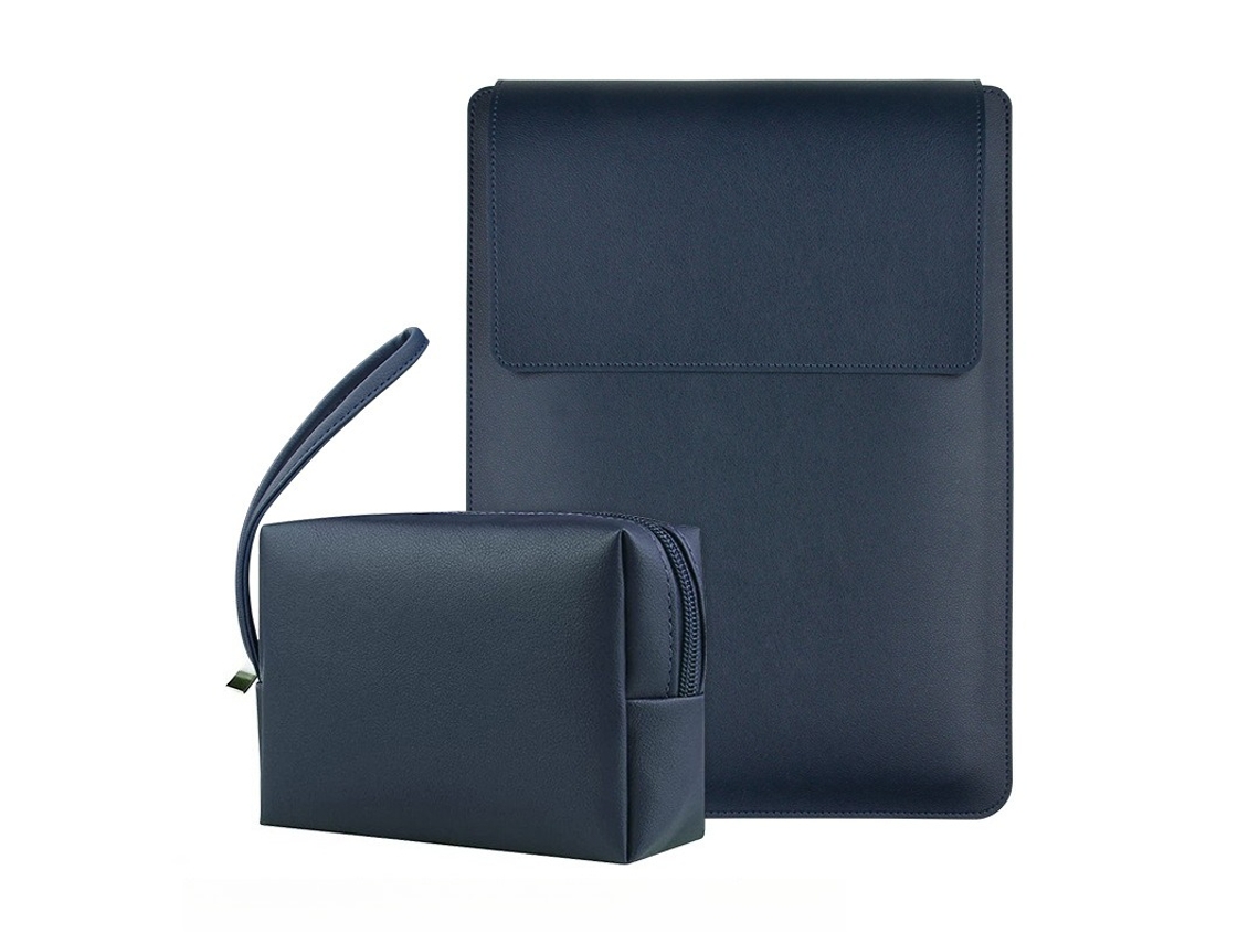 HEXINYIGJLY Estuche para portátil 15 16 en 1 de PU con alfombrilla para ratón y estuche para accesorios - Azul