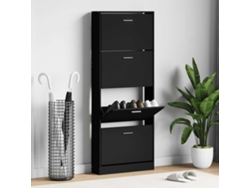 Mueble Zapatero | Armario Zapatero Madera Contrachapada Negro 59x17x150 Cm