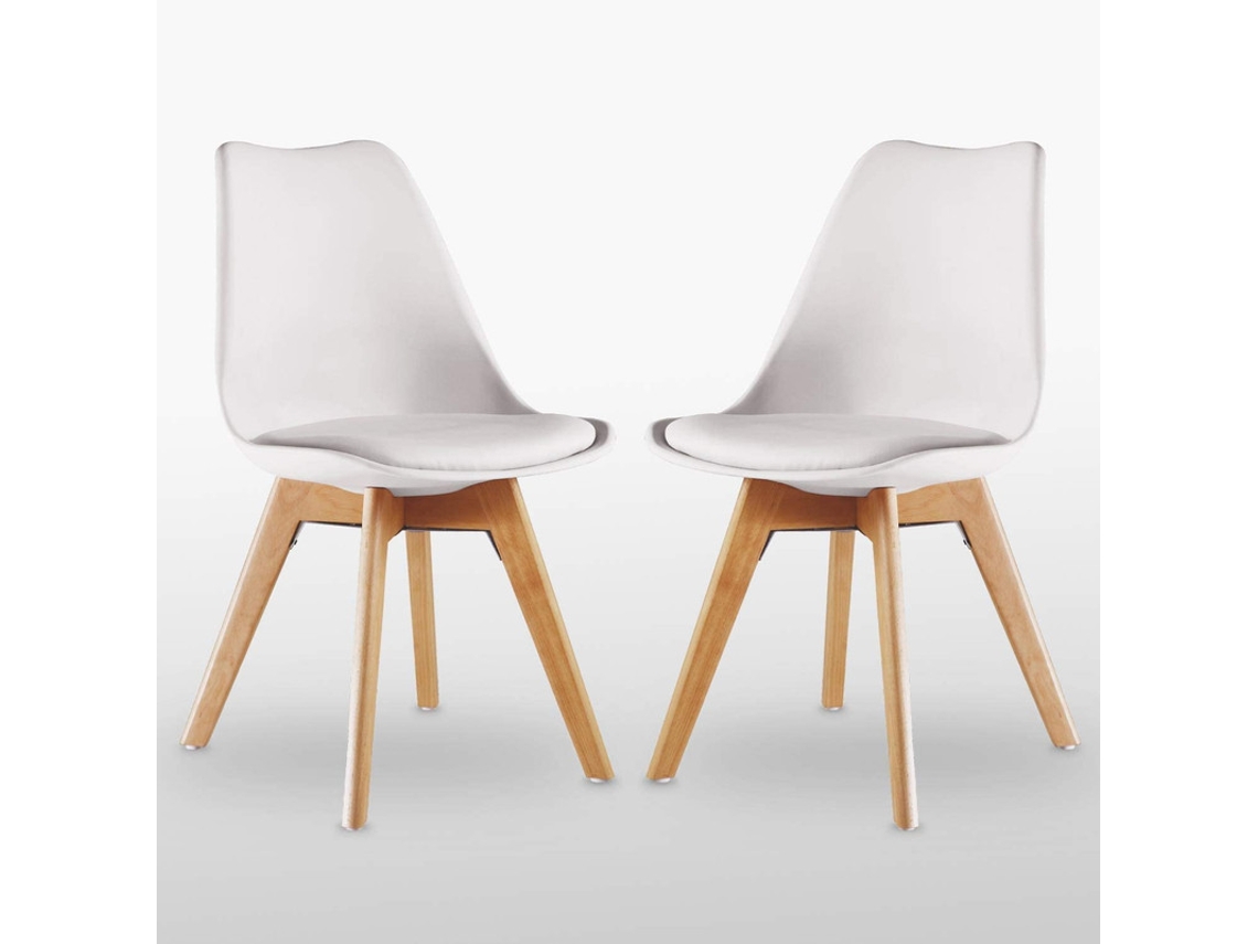 Conjunto de 2 Cadeiras de Jantar LIFE INTERIORS (83 x 44 x 48 x 46 - Couro Sintético - Branco)
