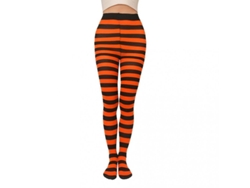 2026-13286-medias Largas Rayadas Anchuras Mujer Opaque Elásticas Polyester Para Fiesta Halloween Orange Black
