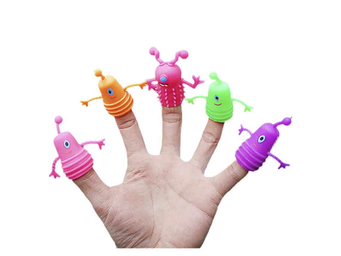 20du26 Juego de 5 marionetas de dedo de plástico TPR para niños, ideales para contar historias al azar.