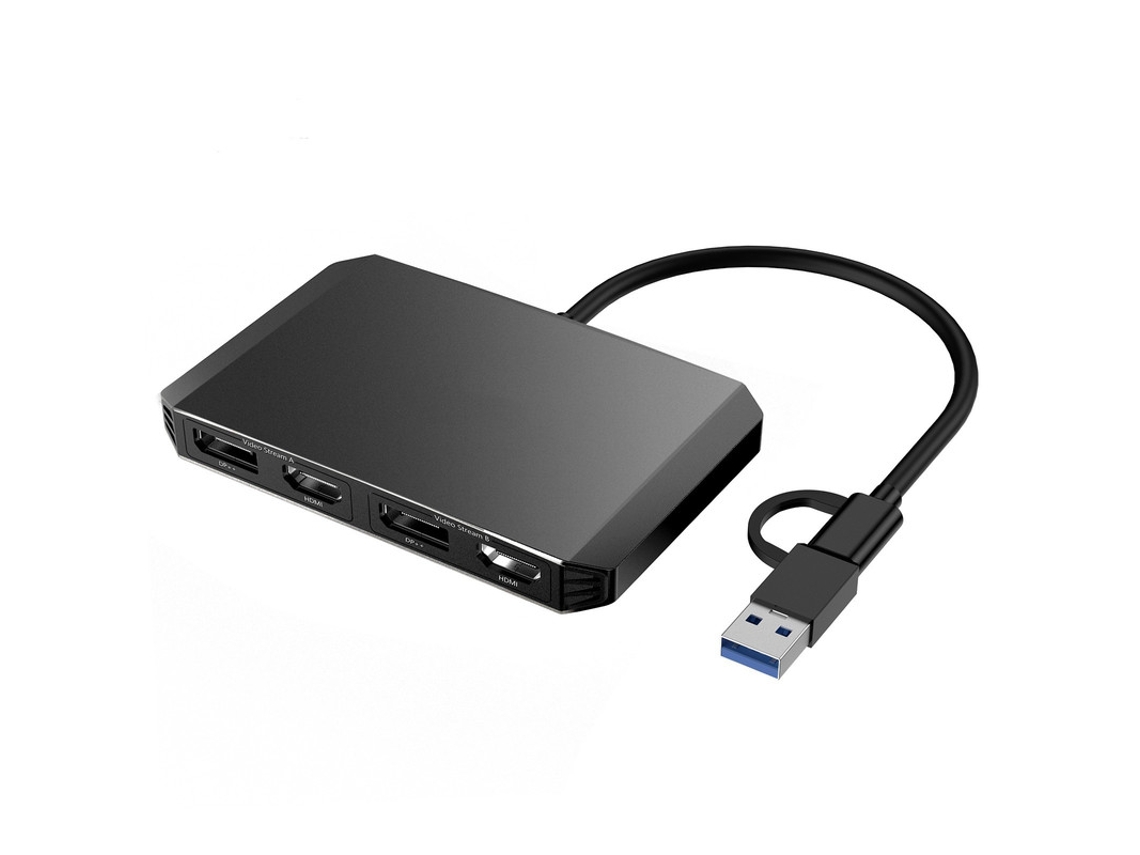 Estación de acoplamiento Yizhood USB 3.0/USB C a DisplayPort/Hdmi Hub de monitor dual 5k60hz para Mac M1 M2 Windows Negro
