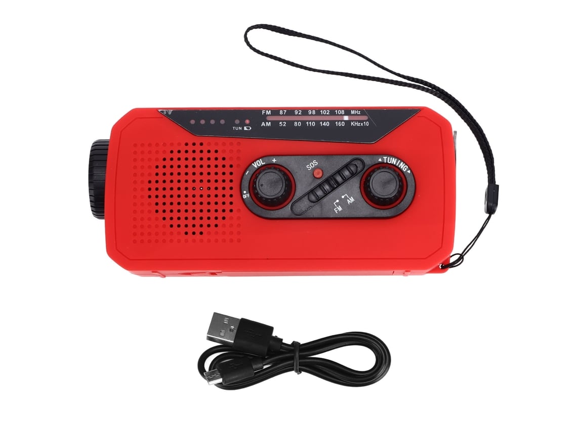 Radio solar de emergencia Baok con linterna LED y batería de 2000 mAh para camping y senderismo, tipo UE, rojo.