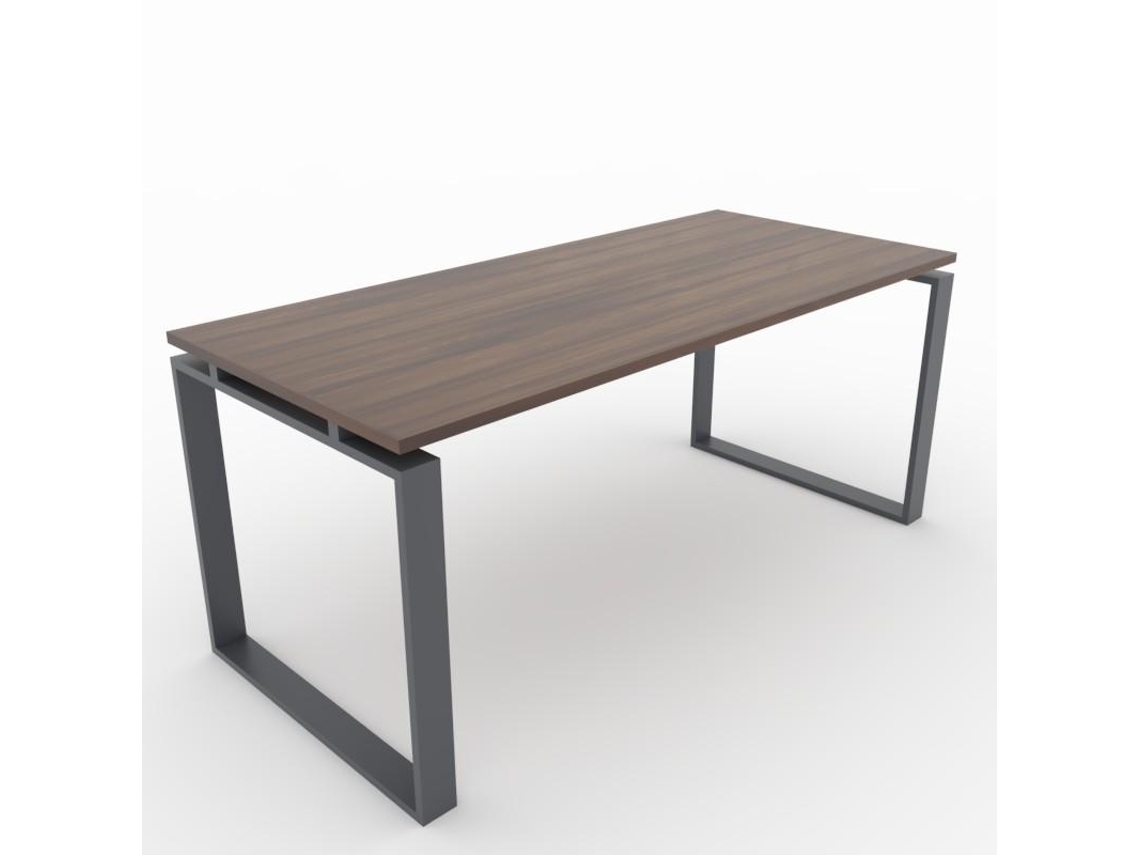 Mesa/Escritorio para teletrabajo, Oficina y hogar. Estructura Cerrada Color Gris Grafito. Tablero color Nogal. Fabricado en España. (200x80cm). OFICIT