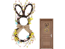 Corona De Conejito De Pascua | Con Lazo, Linda Decoración Para El Hogar, Corona De Primavera Para La Puerta Principal
