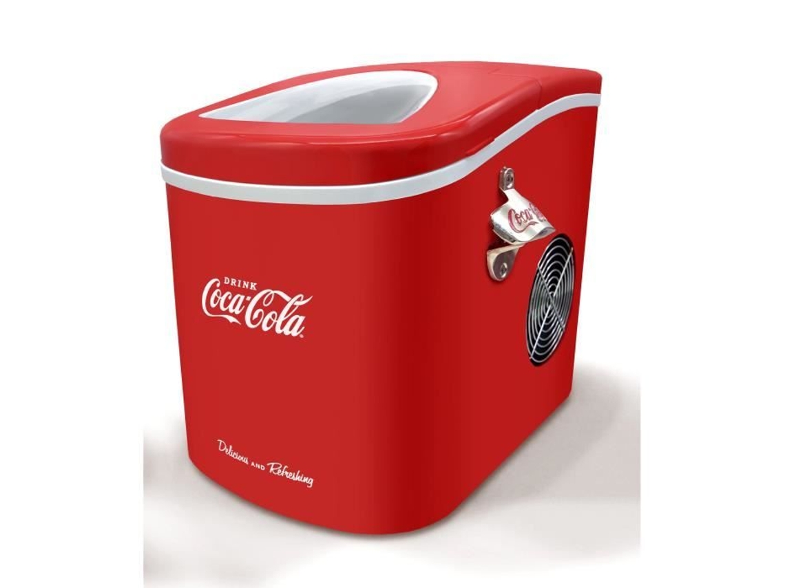 Máquina para hacer cubitos de hielo Coca-Cola Seb de 14 cc, color rojo, 12 kg/24 h, 2 tamaños de cubitos de hielo, LED