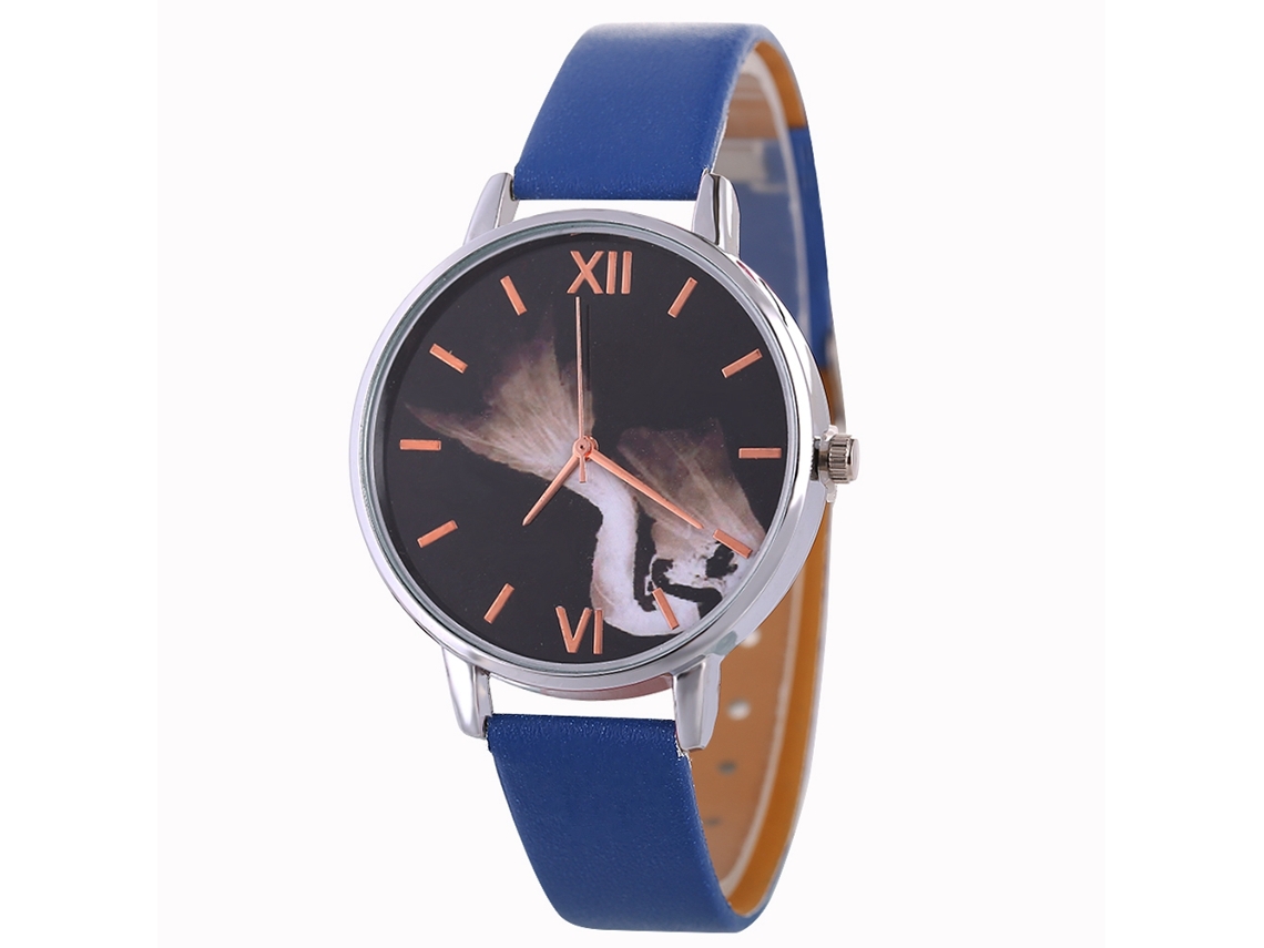 Reloj De Pulsera Analógico De Cuarzo Redondo De Aleación Para Mujer, Estilo Moderno, Azul Real.