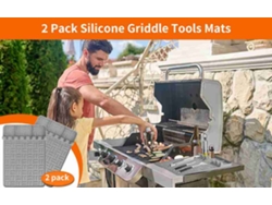 2 alfombrillas de silicona para parrilla de exterior, con espátula y almohadilla antigoteo, para encimeras de cocina y parrillas, color gris.