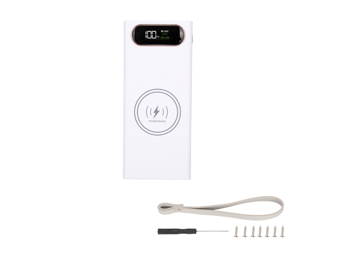 Batería Externa Portátil Diy 18650 De Carga Rápida 22,5 W Inalámbrica 15 W Lcd Blanca L16