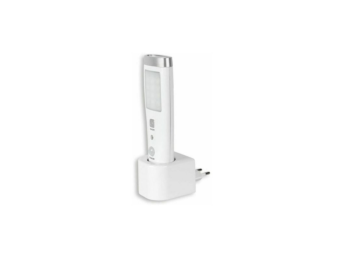 Linterna de emergencia con sensor de presencia, 60°, 15 LEDs, recargable, blanca