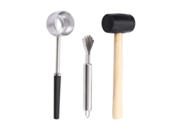 Juego De 3 Herramientas De Acero Inoxidable Para Abrir Cocos, Con Martillo Y Raspador, Para Uso Doméstico Y Hotelero.