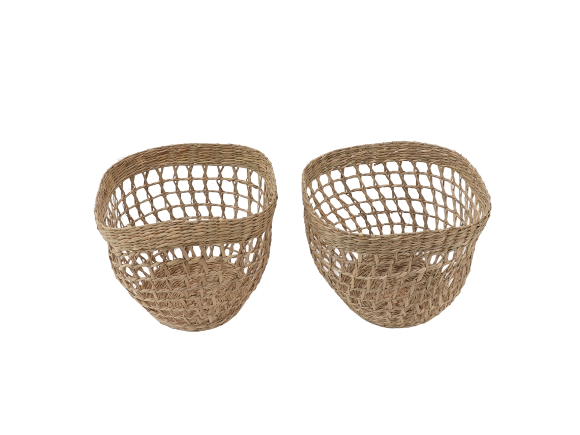 2 Cestas De Almacenamiento De Junco Marino Tejidas A Mano Para Plantas, Flores, Decoración Del Hogar, Estilo Rústico.