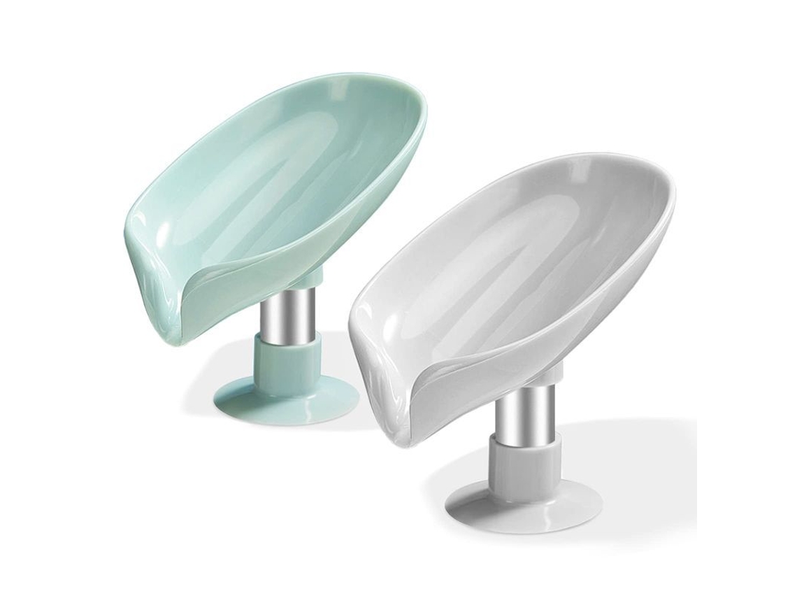 2026-set De 2 Soportes De Jabón Con Ventosa, Diseño De Drenaje, Para Baño Y Cocina (verde+gris)