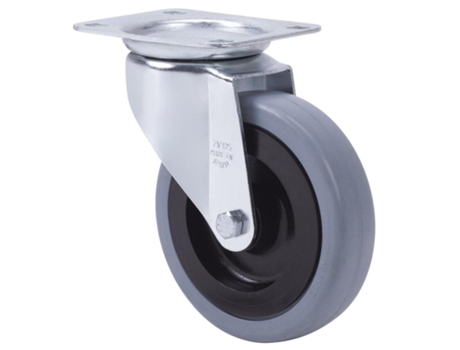 Rueda giratora placa 10zv100cp-pgasb poliamix-goma gris eje bolas ALEX
