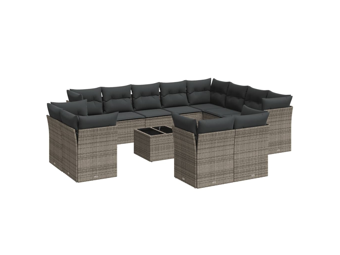 Maison Exclusive - Set Sofás De Jardín Con Cojines 13 Piezas Ratán Sintético Gris