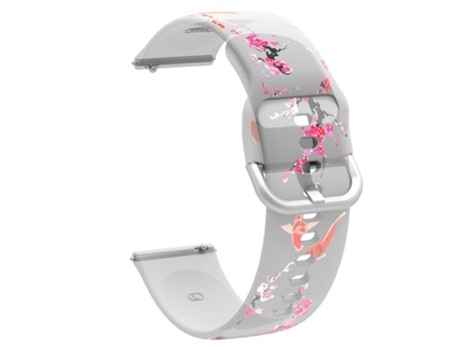 Correa de Silicona 20mm ajustable para Samsung Galaxy Watch4 40mm/44mm/Watch4 Classic 42mm/Garmin Venu 2 Plus - flor de ciruelo carpa