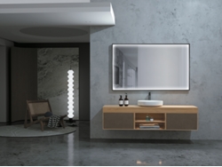 Espejo con luz led marco color negro mate anti-vaho, sensor on/off 100x80 MICE COLLECTION