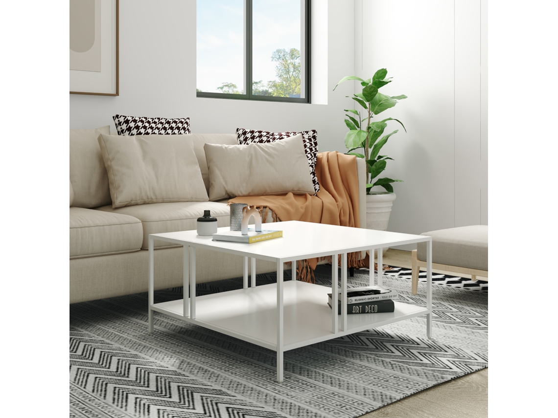 Mesa de centro Kumlinge cuadrada 40x80x80 cm - Blanco [EN.CASA]
