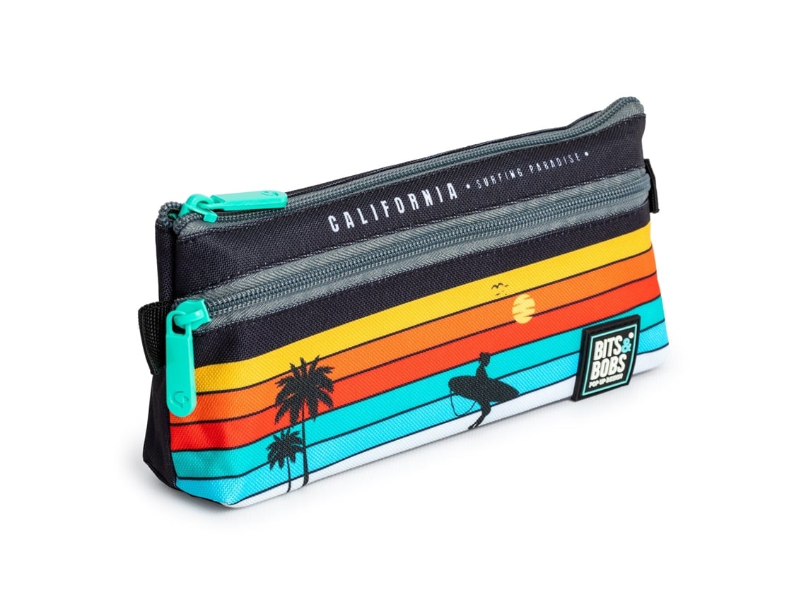 Estuche plano con 2 cremalleras de fácil apertura. Grafoplás de California