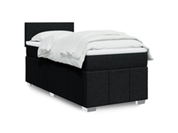 Cama Box Spring Con Colchón Tela Negro 80x200 Cm