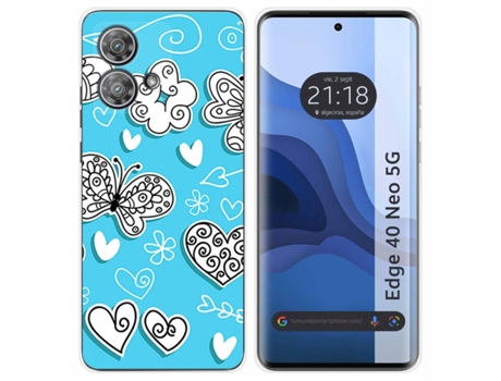Funda Diseño Mariposas para Motorola Edge 40 Neo 5G TUMUNDOSMARTPHONE Silicona Multicolor