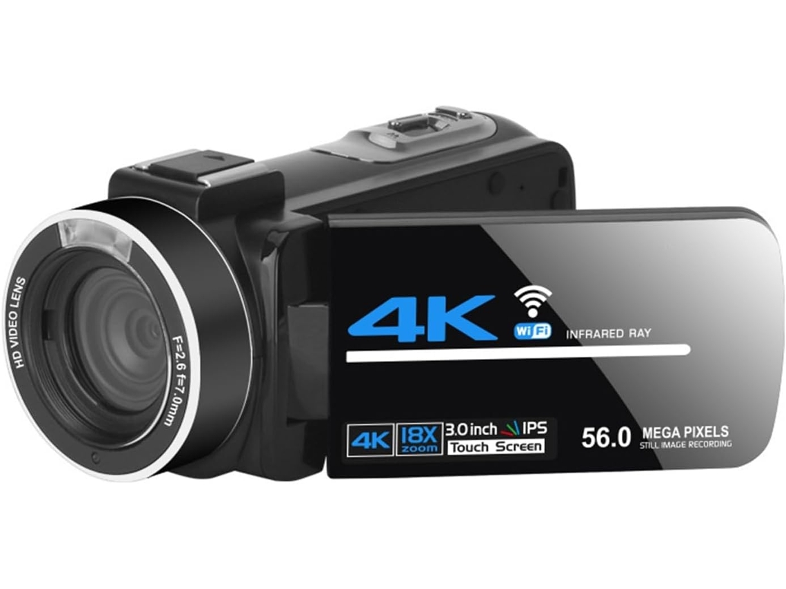 Videocámara Para Vlogging, Visión Nocturna Infrarroja, Webcam Uhd 4k, 56 Mp