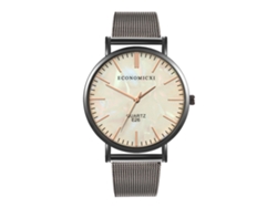 Reloj De Pulsera Para Hombre Con Correa De Malla De Aleación, Pantalla Redonda Analógica, Cuarzo, Blanco/negro.