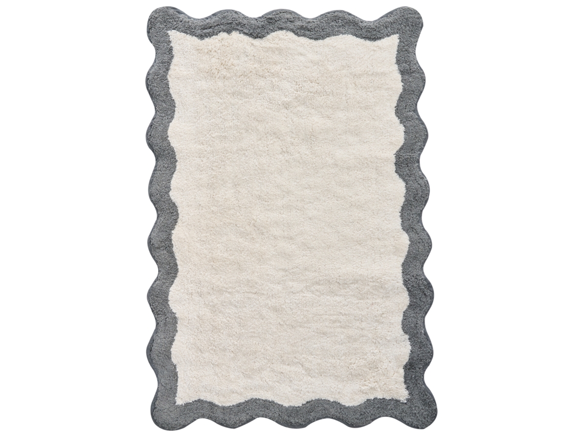 Tapete Casa De Banho Nangal Cinzento/creme 60 X 90 Cm Algodã£o