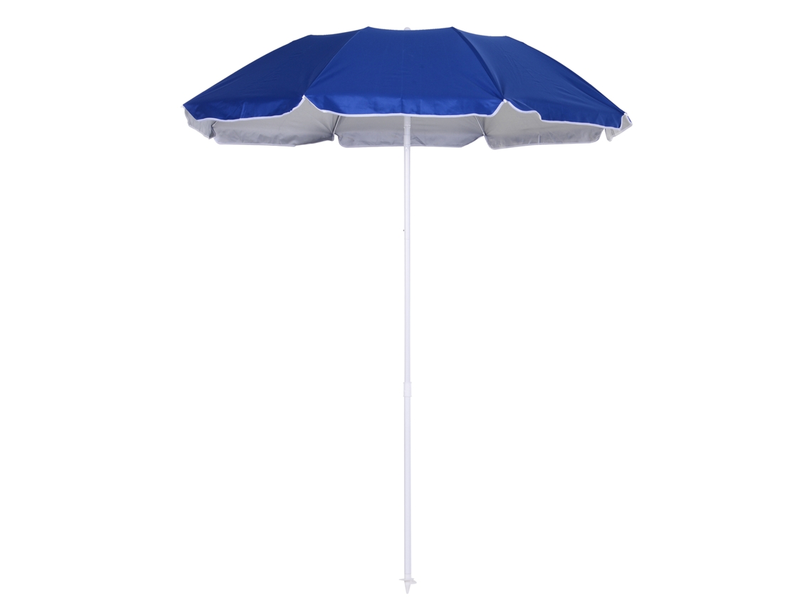 Guarda sol de Praia Ajustável com Haste de Metal, Cobertura Inclinável, Proteção Uv e Bolsa de Transporte Ø160x205 Cm Azul