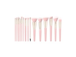 Brochas de Maquillaje Profesional Juego de Brochas para Base Facial de Viaje de 15 Piezas Rosa LUUCOZK