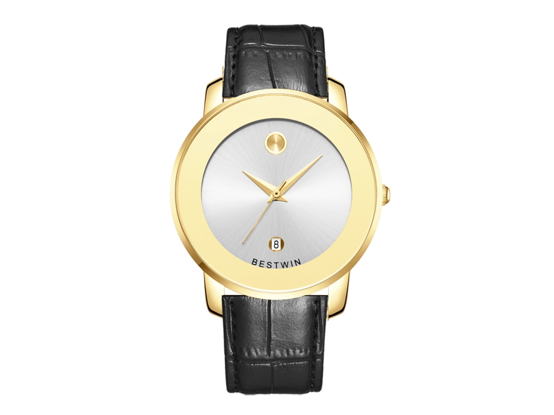 Reloj De Cuarzo Para Hombre (dorado Y Blanco - Correa De Cuero)