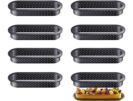 Juego de 8 Moldes para Tartas Huecos Ovalados, Modelo 384, Color Blanco, Peso 113g
