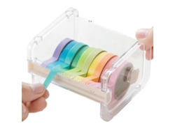 Dispensador de cinta adhesiva de gran capacidad para rollos, con bordes dentados, seguro para usar en escritorios de oficina y para cortar cinta adhesiva.