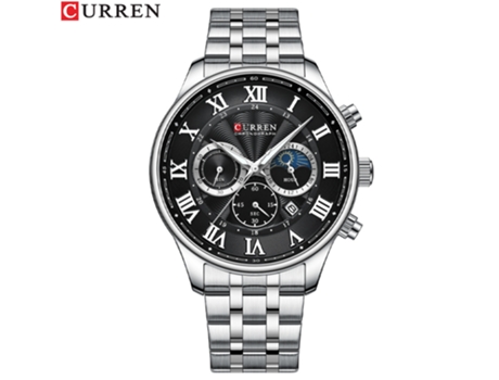 Relojes para hombre, relojes de pulsera de cuarzo con calendario, reloj con correa de acero inoxidable para hombre, carcasa blanca, negro LUUCOZK