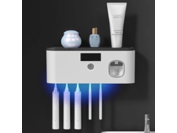 Esterilizador de cepillos de dientes UV recargable con dispensador automático de pasta de dientes/Negro Gertiz