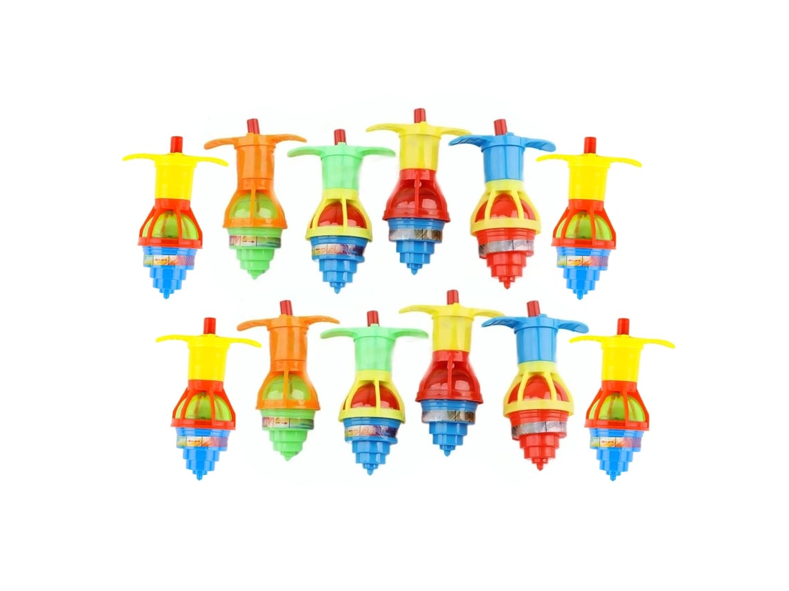 Ats-12 Piezas Giros Copio Para Niños Con Luces Led Parpadeantes Giratorios Juguete Portable Para Fiesta Navidad Regalo